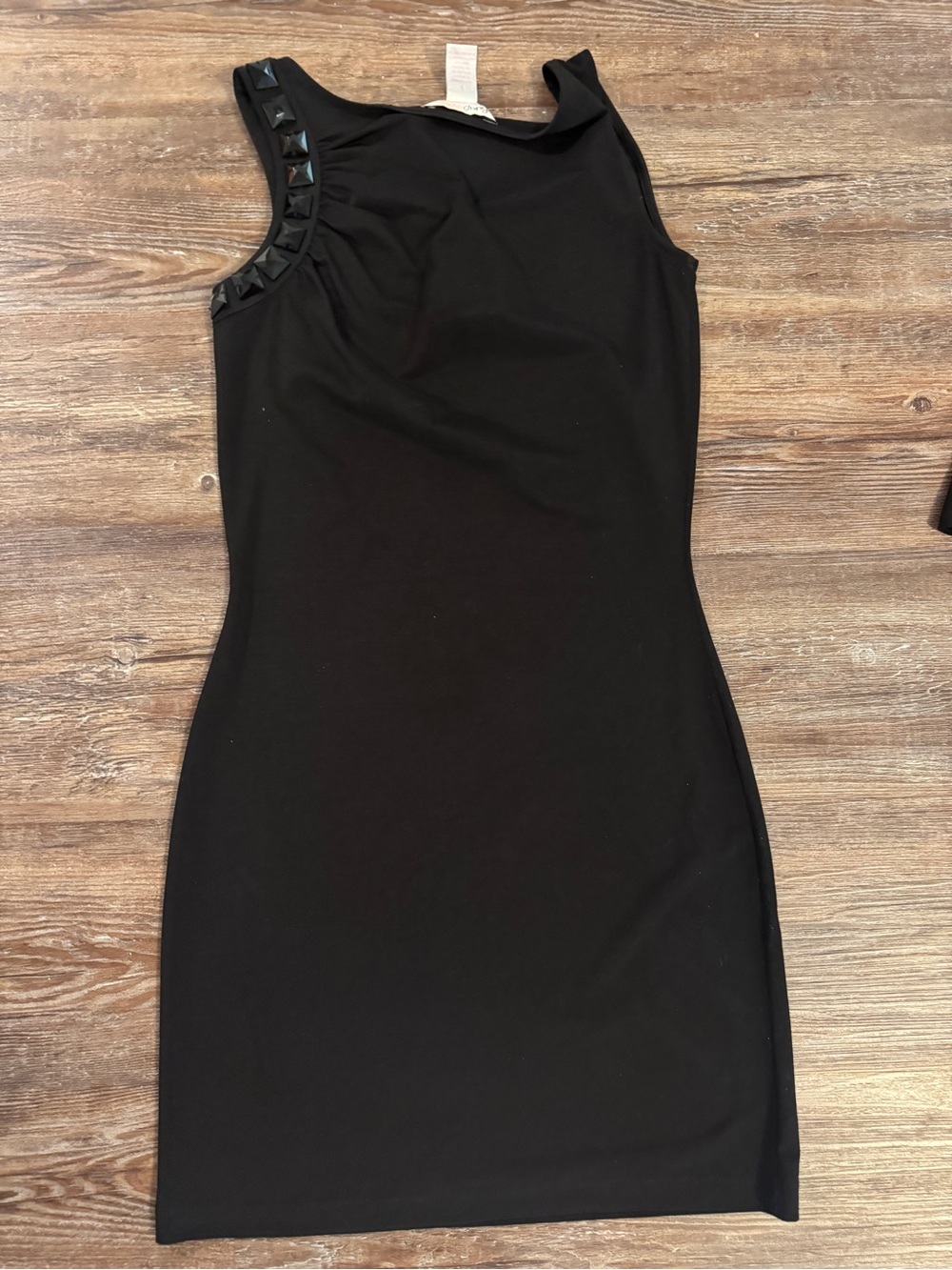 Candie's Black Mini Dress with Pyramid Stud Accent